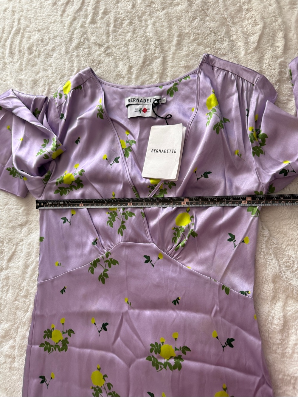 Bernadette Sarah Silk Satin Floral Maxi Dress NWT Lilac US 4 FR36 - Picture 7 of 13
